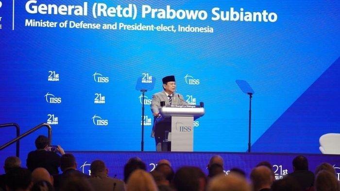 Prabowo Subianto menjadi salah satu pembicara dalam Shangri-La Dialogue 2024 di Singapura.