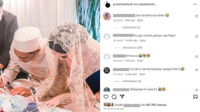 Prama Arhan dan Azizah Salsha kompak posting foto pernikahan