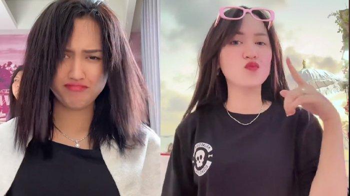 Rambut pendek (kiri) Happy Asmara dulu kini setelah berubah panjang (kanan)