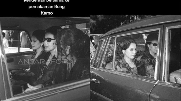 Ratna Sari Dewi dan Hartini di pemakaman Soekarno
