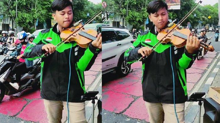 Rismananda dulu juara IMB kini jadi ojol, kerap main biola di lampu merah  2