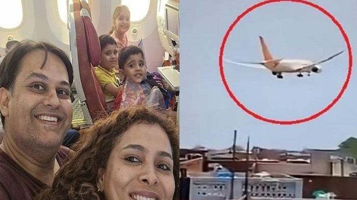  SENYUM TERAKHIR - Suami istri dan dua anak mereka foto selfie di atas pesawat Air India sebelum pesawat itu jatuh dan menewaskan seluruh penumpangnya. Pesawat Boeing 787-8 Dreamliner milik Air India jatuh di sebuah kampus perguruan tinggi kedokteran pemerintah di Gujarat, India, yang terletak di Ahmedabad, Kamis (12/6/2025)