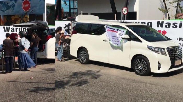 Sebuah mobil Alphard dipakai jualan nasi bungkus di Ponorogo 1