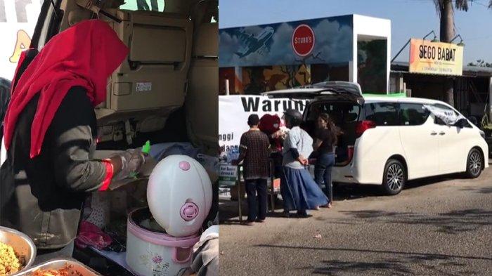 Sebuah mobil Alphard dipakai jualan nasi bungkus di Ponorogo