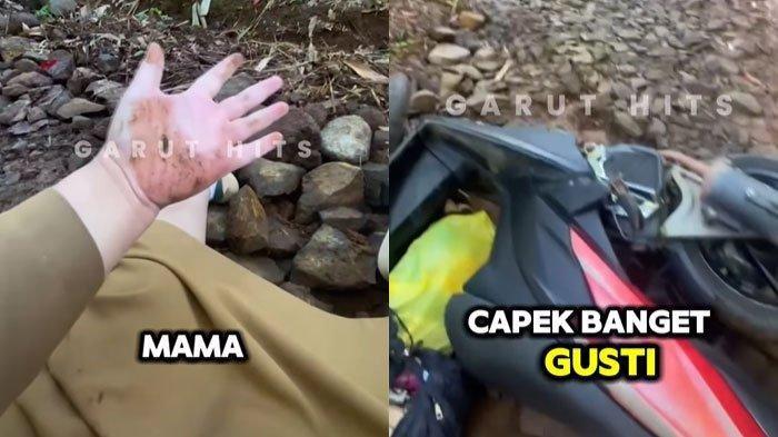  Sebuah video seorang guru kecelakaan jatuh dari motor diduga akibat jalan rusak di Singajaya, Garut, mendadak viral di media sosial (Instagram/garuthits)