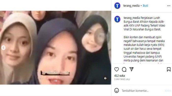 Story atau konten mahasiswi UNP yang viral saat menyindir fasilitas minim di tempatnya KKN