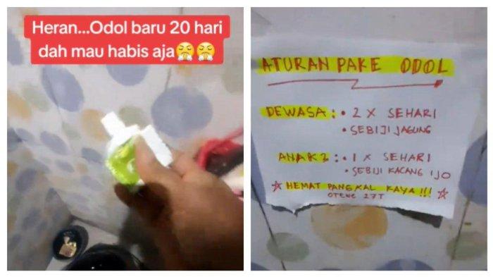 Suami bikin jadwal gosok gigi biar hemat.