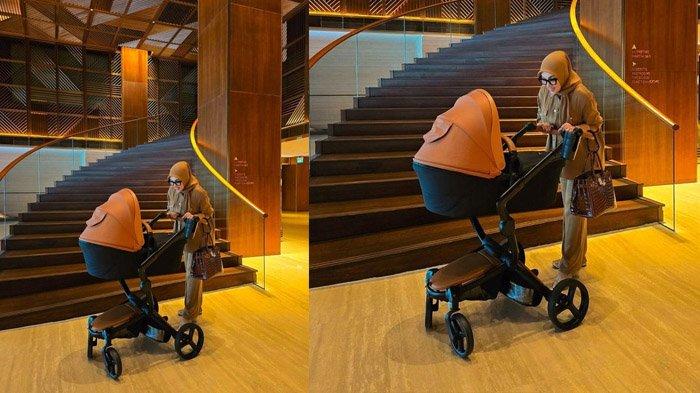 Syahrini terlihat modis dengan OOTD serba cokela.