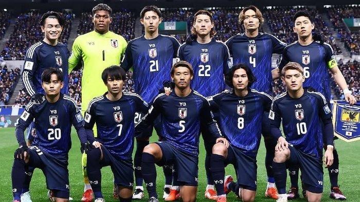  TIM JEPANG - Sebelas pemain pertama Timnas Jepang ketika berhadapan dengan Bahrain pada laga ke-7 grup C ronde 3 Kualifikasi Piala Dunia 2026 di Stadion Saitama, Kamis (20/3/2025). (Instagram Federasi Jepang / JFA - 25/3/2025) (Instagram.com/japanfootballassociation)