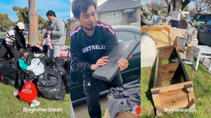  Tangkapan layar video pasutri WNI mulung di Australia dapat kulkas hingga laptop. (TikTok/@ayha_nurhidayah)