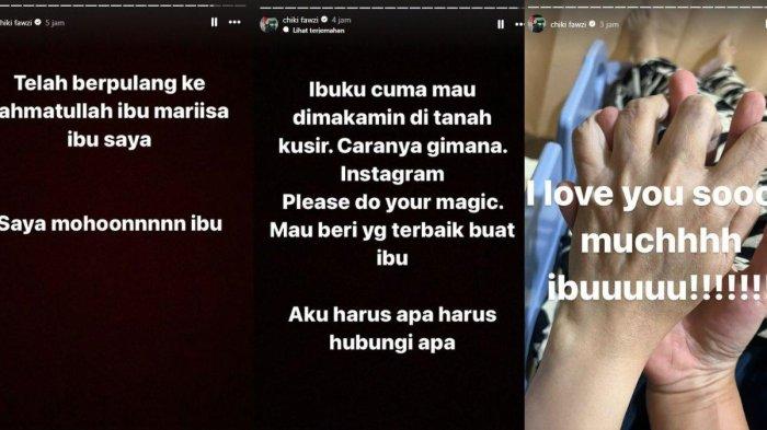  Unggahan Chiki Fawzi kabarkan Marissa Haque meninggal dunia (Instagram @chiki fawzi)