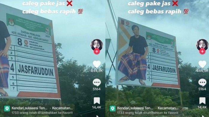 Viral Foto Baleho Caleg Pakai Sarung dan Sandal Jepit Banjir Pujian, Sukses Curi Perhatian Pemilih