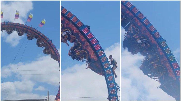 Viral video Roller Coaster berhenti mendadak, penumpang terjebak dalam posisi terbalik