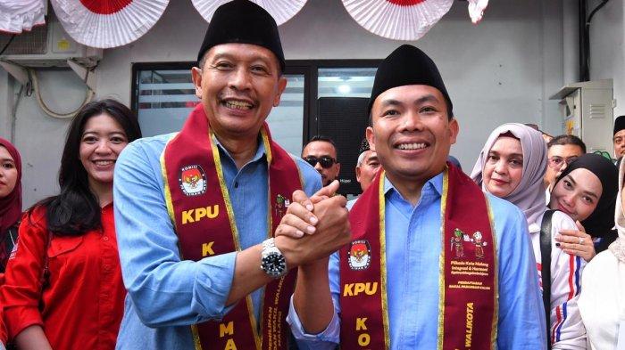 Wahyu Hidayat dan Ali Mutohirin saat mendaftar di KPU Kota Malang, Rabu (28/8/2024).