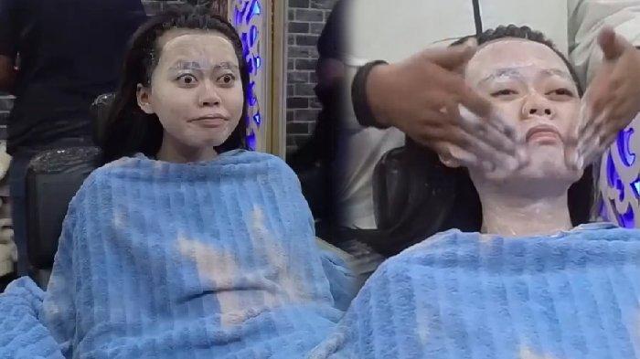 Wajah Lorian digosok dengan cepat oleh pria di salon India 1