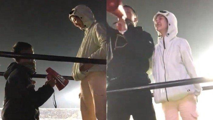 Wanita dilamar kekasih di laga Persib Bandung Vs Arema FC ternyata sudah bersuami dan punya anak