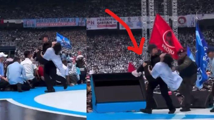 Wanita pingsan digendong Mayor Teddy ajudan Prabowo