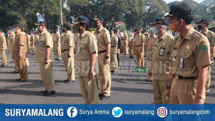 Kegiatan apel pagi yang selalu diikuti oleh ASN di lingkungan Pemkot Malang di Balaikota Malang