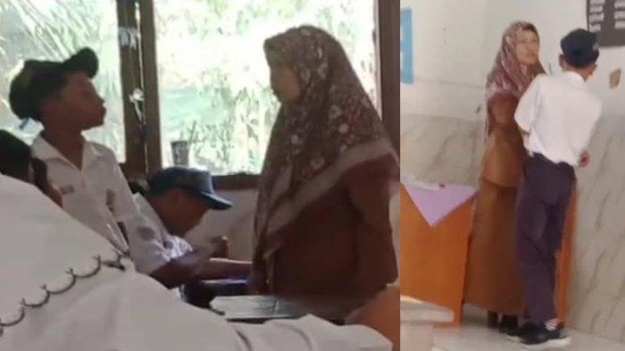 Tangkap layar dugaan penganiayaan seorang guru pada siswa SMP di Lamongan yang viral di medsos, Selasa (24/9/2024) .
