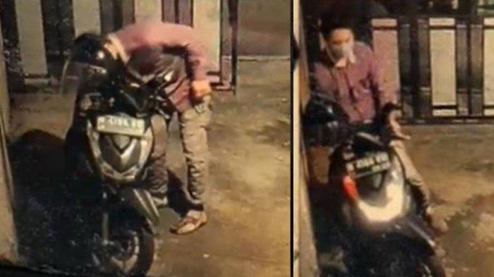 Tangkapan layar (screenshot) rekaman kamera CCTV aksi curanmor yang terjadi di Jalan Raya Tlogomas Gang III RT 3 RW 6 Kecamatan Lowokwaru Kota Malang, Kamis (8/12/2022) malam.