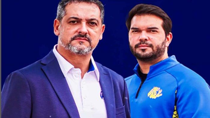PELATIH - Pelatih kepala Arema FC, Marcos Santos (kiri) akan absen di laga Piala Presiden 2025 karena masih berada di Brasil. Sebagai gantinya, asisten pelatih, Andre Caldas (kanan) yang akan memimpin para pemain dari pinggir lapangan.