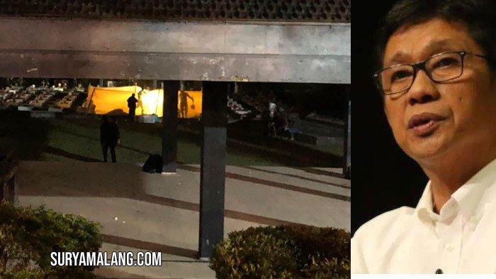 Suasana pembongkaran makam Wali Kota Batu tahun 2007-2017, Eddy Rumpoko, di Taman Makam Pahlawan (TMP), Jalan Suropati, Ngaglik, Kota Batu, Jumat (2/8/2024) dini hari. Eddy Rumpoko mangkat di RSUP Kariadi Semarang pada Kamis (30/11/2023) pagi.