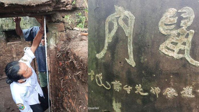 Tim Disparbupora Bondowoso saat melakukan pengukuran temuan mirip Pillbox di Desa/Kecamatan Tamanan pada Kamis (20/2/2025). Bangunan tersebut diperkirakan peninggalan abad ke 19.