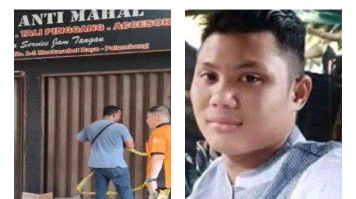 Evakuasi jasad Anton Eka Saputra (kanan) pegawai koperasi yang dicor pemilik distro 'Anti Mahal', Antoni di Palembang.