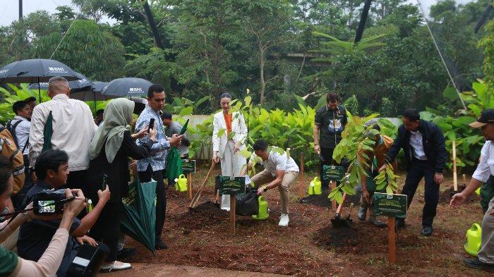 Menteri Kehutanan, Raja Juli Antony menanam pohon Sorea Javanica saat Grand Opening Aviary Park Indonesia, Senin (24/2/2025). Peresmian ini menandai tonggak penting Pelestarian Satwa dan pengembangan Ekowisata di Indonesia.