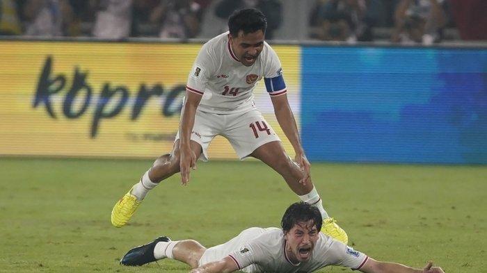 Selebrasi Thom Haye usai mencetak gol di laga Timnas Indonesia vs Filipina pada, Selasa (11/6/2024) malam.