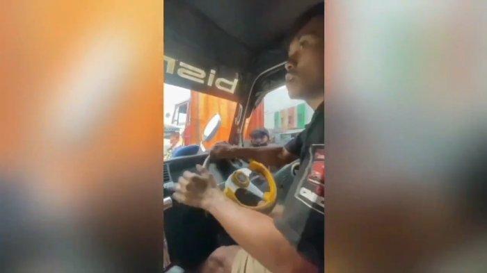 Tangkapan layar keributan antaranya Petugas Dishub Kabupaten Tangerang dengan sopir truk di Kecamatan Curug, Kabupaten Tangerang, Banten, Kamis (12/6/2025).