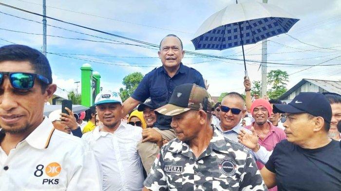 Mantan Bupati Kabupaten Pulau Morotai, Provinsi Maluku Utara,  Rusli Sibua saat di deklarasikan oleh partai PKS sebagai Calon Bupati Morotai, Periode 2024-2029, pada 13 Desember 2023 lalu, Selasa (7/5/2024)