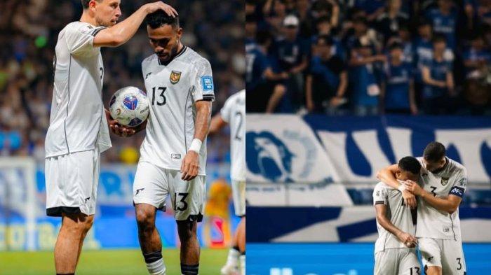 MENANGIS - Bintang Malut United, Yance Sayuri menangis usai Timnas Indonesia kalah 6-0 dari Jepang. Pada laga itu, ia menjadi starter untuk pertama kalinya di Timnas senior, Selasa (10/5/2025).
