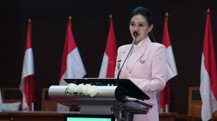 ANGGARAN: Pidato Gubernur Maluku Utara Sherly Laos pada sebuah acara belum lama ini.