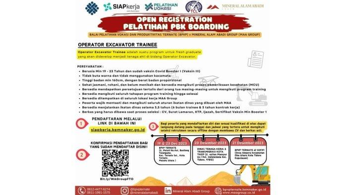 Flater pelatihan berbasis kompetensi boarding 'Operator Excavator Trainee'
