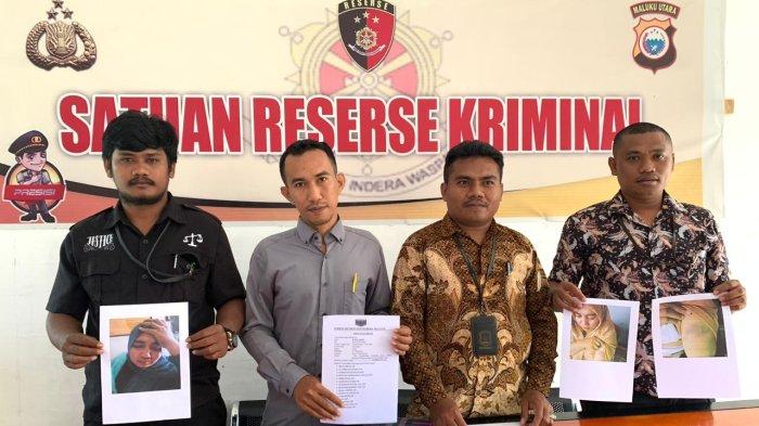 Empat perwakilan Forum Advokat Kabupaten Halmahera Selatan, Provinsi Maluku Utara, ketika menunjukan bukti foto korban KDRT Kades Orimakurunga, Rabu (9/10/2024).