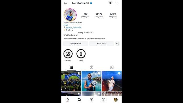 Foto profil Frest Butuan di Instagram masih mengenakan jersey Persib Bandung