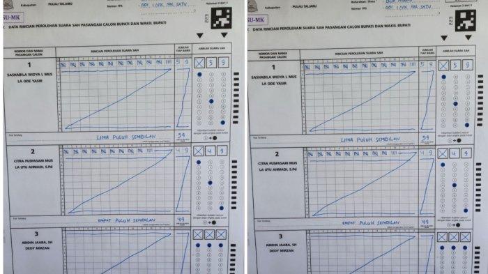 PSU - Form c hasil TPS 01 Desa Bua Mbono, Sabtu (5/4/2025).