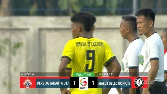 HASIL: Laga Malut Selection U 17 vs Persija Jakarta U 17 pada pembukan Grup C Nusantara Open 2023 berkesudahan imbang 1-1, Kamis (14/12/2023).