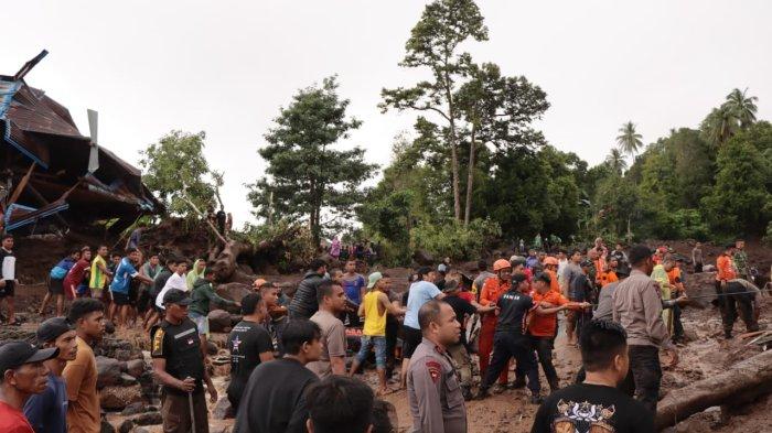 Suasana lokasi banjir bandang di Kelurahan Rua Ternate Maluku Utara, Senin (26/8/2024)