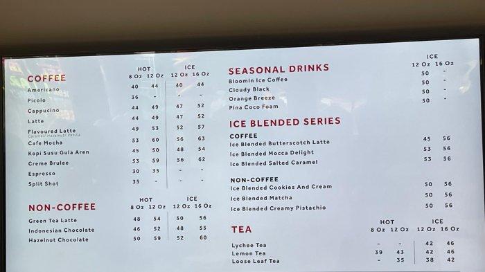 Menu yang tersedia di Anomalo Coffee Ternate, Maluku Utara