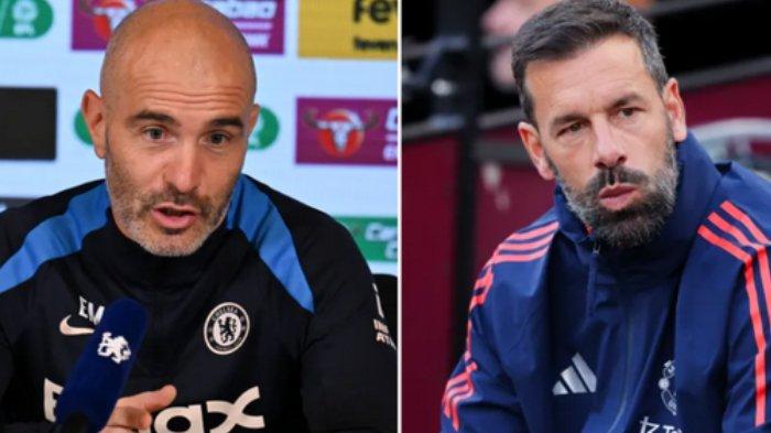 Pelatih Chelsea, Enzo Maresca dan pelatih interim Manchester United, Ruud van Nistelrooy