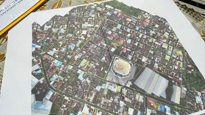 KISRUH: Peta lahan 4,5 hektar di Kelurahan Ubo-ubo, Kelurahan Kayu Merah dan Kelurahan Bastiong di Kecamatan Ternate Selatan, Maluku Utara yang saat ini ditempati sekitar 168 Kepala Keluarga (KK)