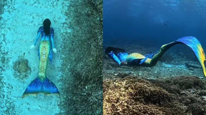 Gubernur Maluku Utara, Sherly Laos atau Sherly Tjoanda, menyelam dengan kostum putri duyung atau mermaid. Gambar tangkap layar diambil dari Instagram.com/@s_tjo 2 April 2025.
