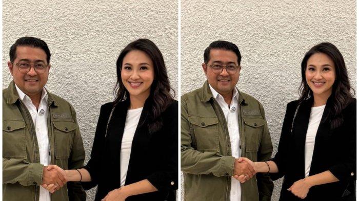 Sherly Tjoanda bersama Menteri Ekraf Teuku Riefky Harsya di kantor DPP Partai Demokrat, Jakarta, Senin (9/12/2024).