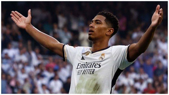 Jude Bellingham saat Real Madrid melumat Osasuna dengan skor 4-0 dalam Matchday 9 La Liga 2023-2024 di Santiago Bernabeu Stadium, Sabtu (7/10/2023).