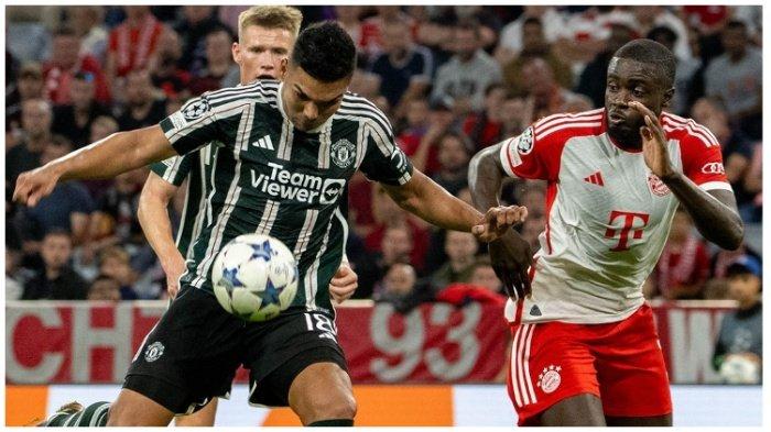 Casemiro dalam pertandingan Manchester United vs Bayern Munich, babak fase grup A Matchday 1 Liga Champions 2023-2024 di Allianz Arena, Rabu (20/9/2023) malam waktu setempat.