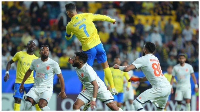 Cristiano Ronaldo saat Al Nassr mengalahkan Al Feiha dengan skor 2-0 dalam leg kedua babak 16 besar Liga Champions Asia 2023-2024, Kamis (22/2/2024) dini hari WIB.