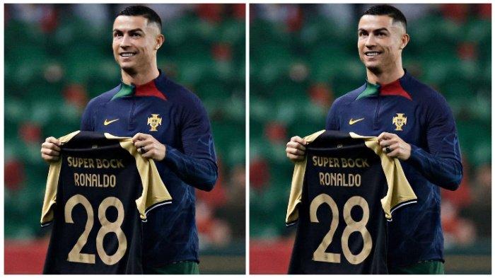 Cristiano Ronaldo memegang jersey ketiga Sporting CP musim 2023-2024, penghormatan dari klub masa mudanya itu. Jersey ini diberikan langsung oleh Presiden Sporting Lisbon, Frederico Varandas.