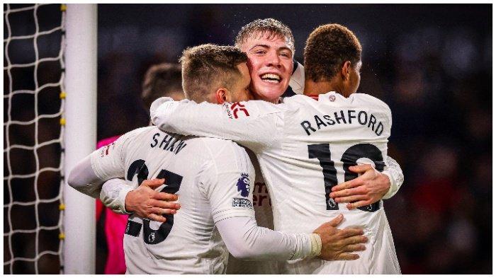 Rasmus Hojlund setelah mencetak gol dalam kemenangan 4-3 Manchester United atas Wolves di Molineux Stadium dalam Matchday 22 Liga Premier 2023-2024, Jumat (2/2/2024) dini hari WIB.